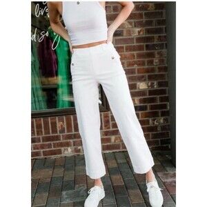 SPANX Stretch Twill Wide Leg Crop Pants White Size Large Tall New